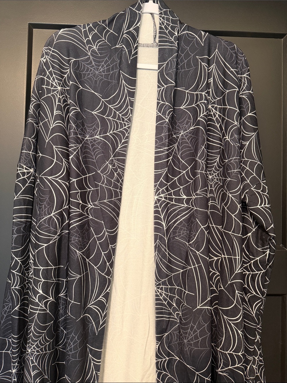 Black Spiderweb Pattern Open-Front Women's Cardigan
